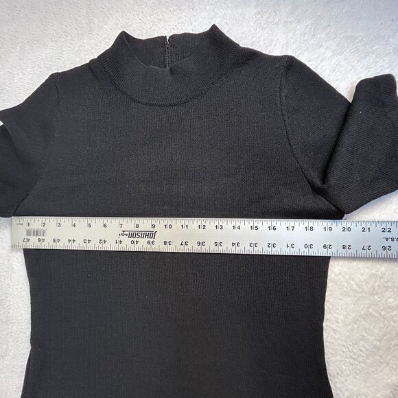 St. John Basics Womens Black Mock Neck Short Sleeve Knit Tunic Top Medium Casual - Picture 5 of 6